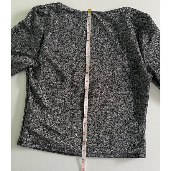 Sincerely Jules Top Women’s M Silver Glitter Square Neckline Style T58459 - Picture 5 of 6